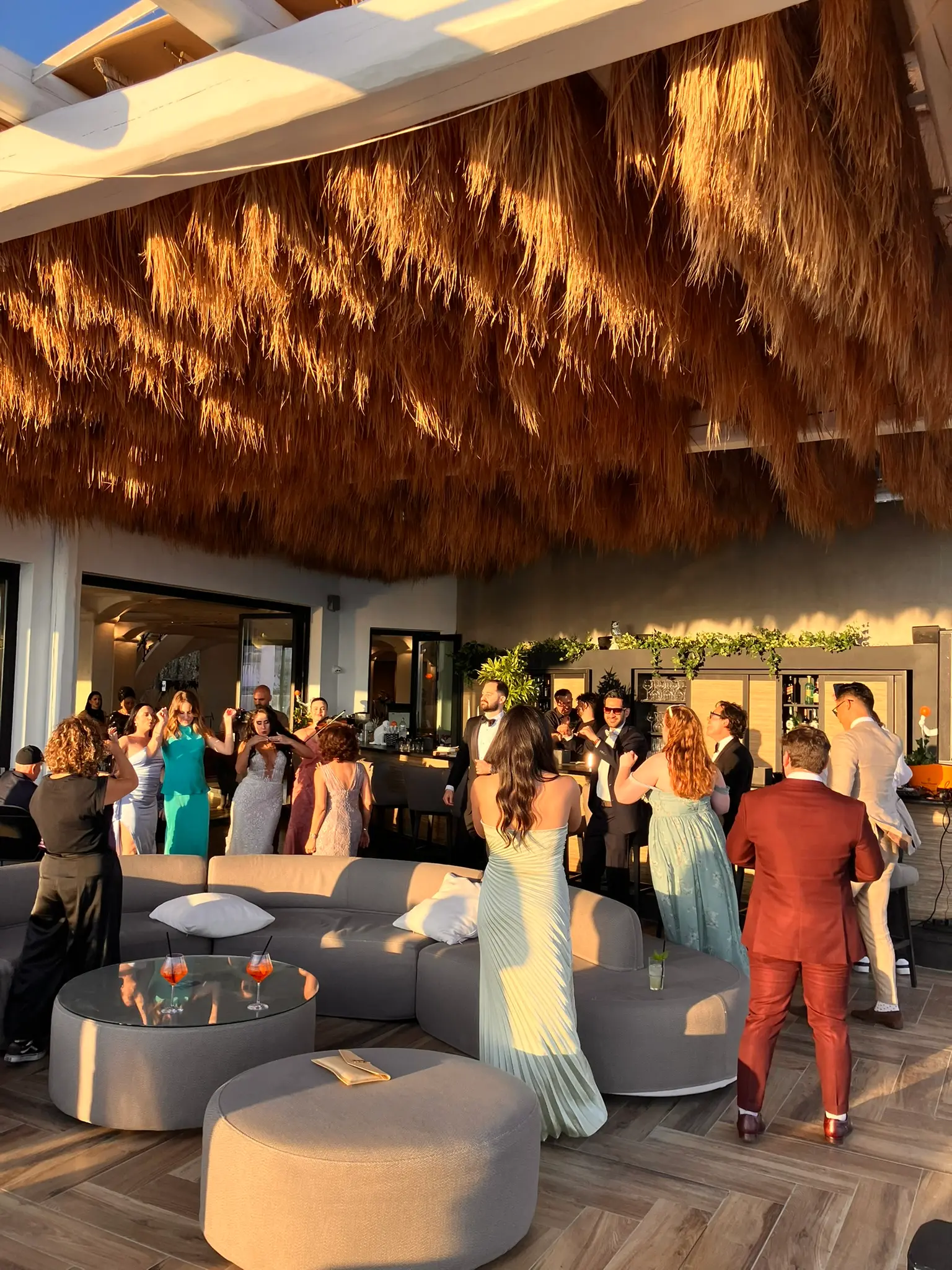 Cocktail wedding golden hour Greece