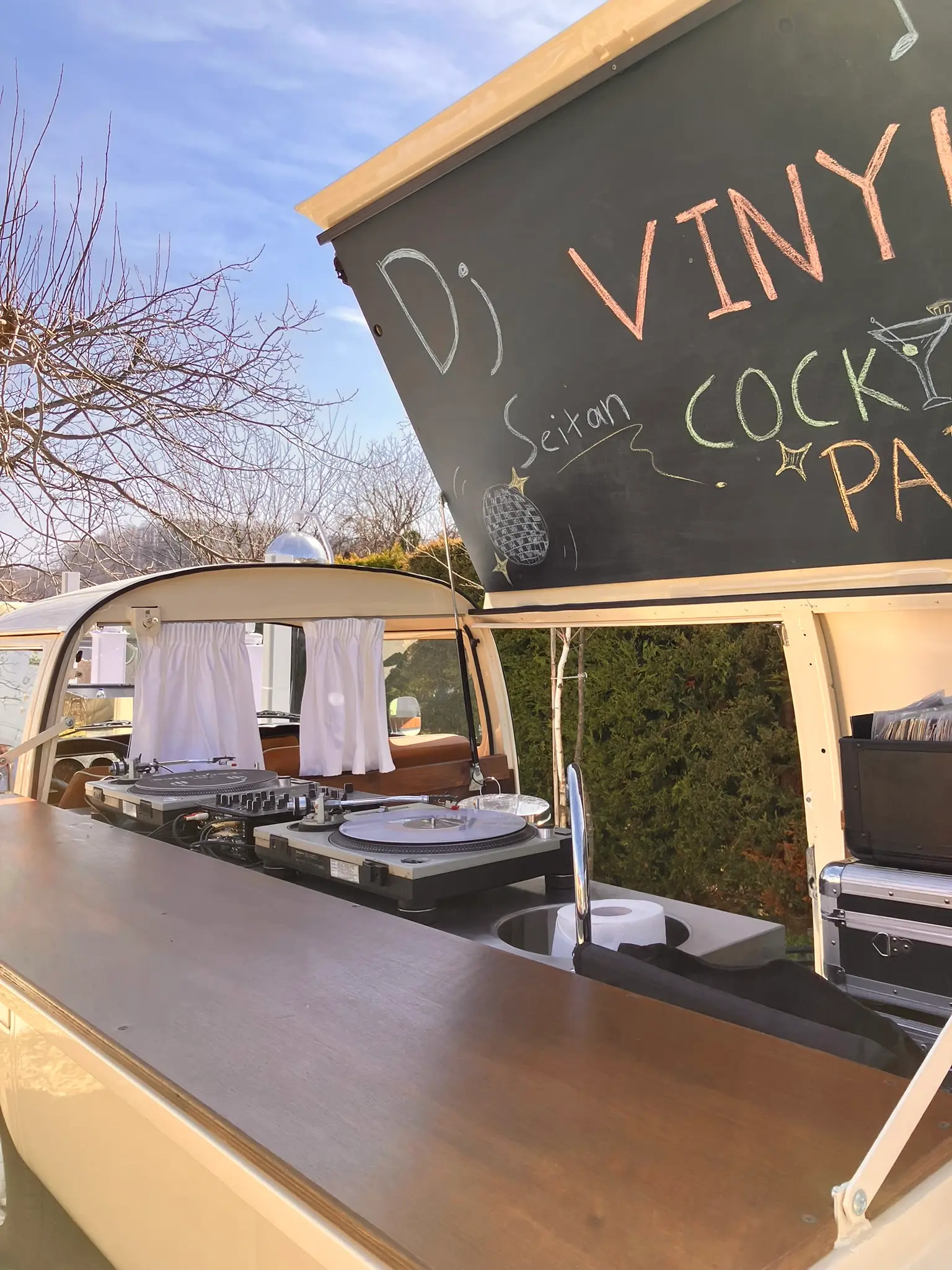 DJ Seitan vinyl setup cocktail party